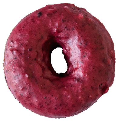a picture of an Oliver's donut - Huckleberry